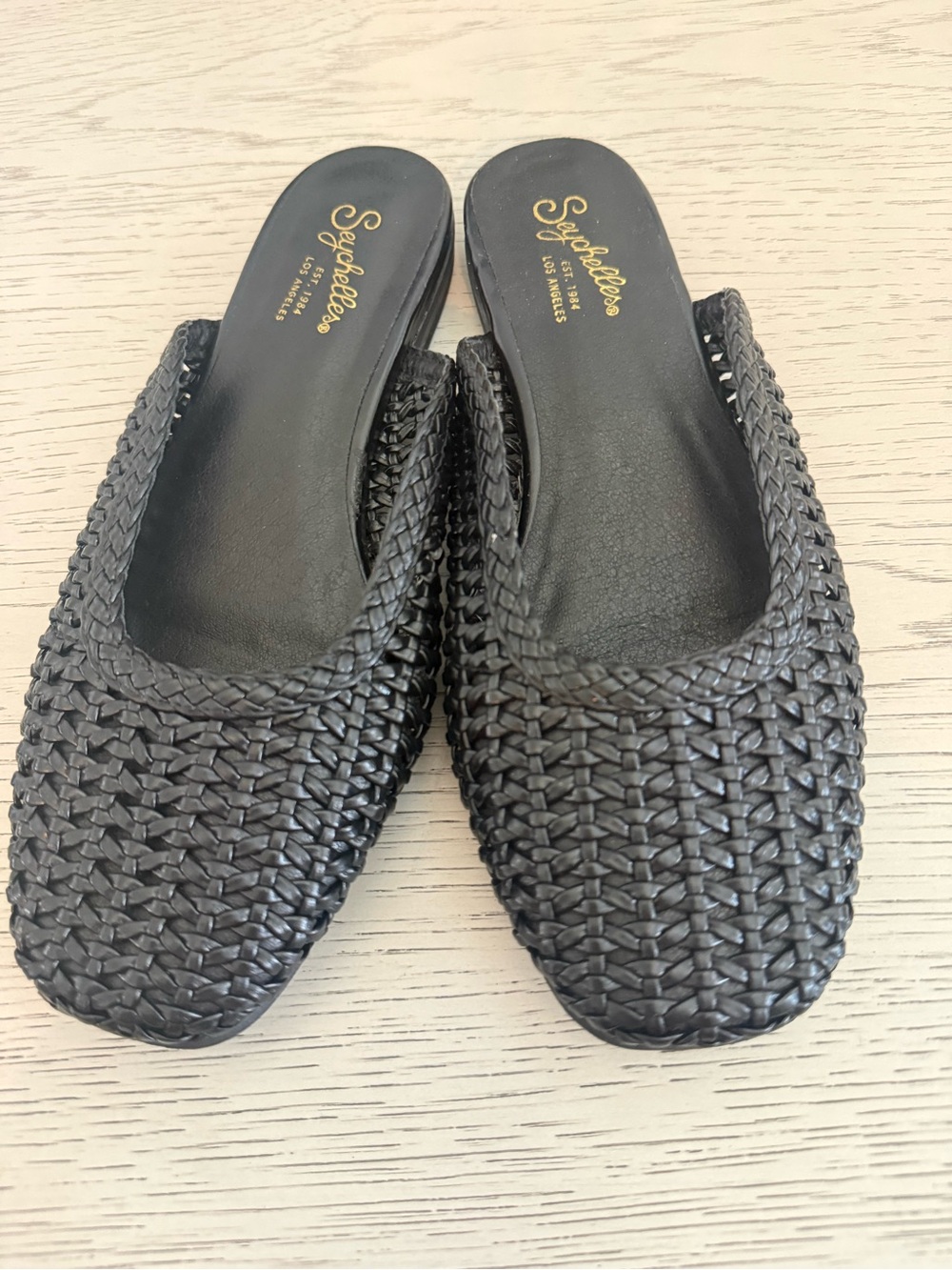 Seychelles Black Woven Slip-On Mule